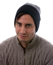 Load image into Gallery viewer, Knit 100% Alpaca Hat in Smoke and Black from Peru - Warm Braids in Smoke | NOVICA