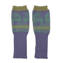 Load image into Gallery viewer, Knit Alpaca Blend Fingerless Gloves in Iris from Peru - Inca Landscape | NOVICA