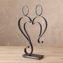 Load image into Gallery viewer, Handcrafted Love-Themed Steel Sculpture from Peru - Just Me and You | NOVICA
