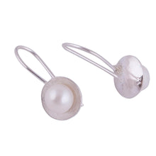 Load image into Gallery viewer, Circular Cultured Pearl and Silver Drop Earrings from Peru - Circle Glow | NOVICA