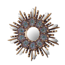 Load image into Gallery viewer, Round Wall Mirror with Floral Reverse Painted Glass - Cuzco Meadow | NOVICA