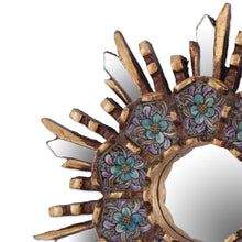 Load image into Gallery viewer, Round Wall Mirror with Floral Reverse Painted Glass - Cuzco Meadow | NOVICA