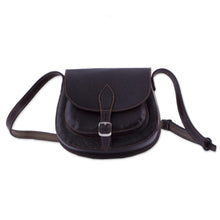 Load image into Gallery viewer, Handcrafted Espresso-Colored Leather Sling from Peru - Espresso Chic | NOVICA
