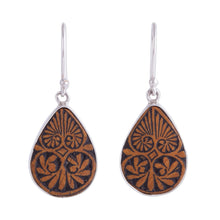 Load image into Gallery viewer, Sterling Silver and Pumpkin Shell Dangle Earrings from Peru - Infinite Cosmos | NOVICA
