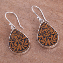 Load image into Gallery viewer, Sterling Silver and Pumpkin Shell Dangle Earrings from Peru - Infinite Cosmos | NOVICA