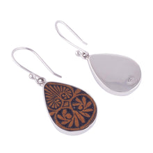 Load image into Gallery viewer, Sterling Silver and Pumpkin Shell Dangle Earrings from Peru - Infinite Cosmos | NOVICA