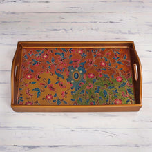 Load image into Gallery viewer, Floral Reverse-Painted Glass Tray from Peru - Margarita Field | NOVICA