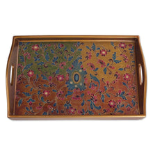 Load image into Gallery viewer, Floral Reverse-Painted Glass Tray from Peru - Margarita Field | NOVICA