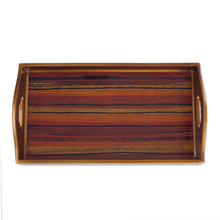 Load image into Gallery viewer, Striped Reverse Painted Glass Tray from Peru - Contemporary Stripes | NOVICA