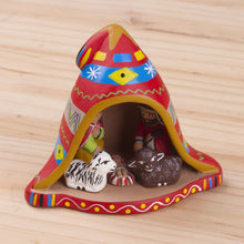 Load image into Gallery viewer, Hand-Painted Andean Ceramic Nativity Figurine from Peru - Nativity Inside a Chullo Hat | NOVICA