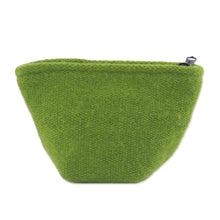 Load image into Gallery viewer, Green Floral Embroidered Alpaca Blend Coin Purse from Peru - Spring Green Shopper | NOVICA