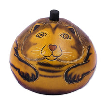 Load image into Gallery viewer, Andean Artisan Crafted Dried Mate Gourd Cat Jewelry Box - Andean Feline | NOVICA