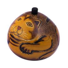 Load image into Gallery viewer, Andean Artisan Crafted Dried Mate Gourd Cat Jewelry Box - Andean Feline | NOVICA