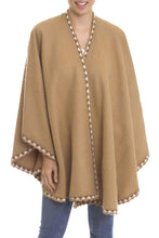 Load image into Gallery viewer, Tan Alpaca Blend Ruana from Peru - Cozy Holiday in Tan | NOVICA