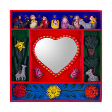 Load image into Gallery viewer, Handcrafted Retablo Nativity Scene Wall Mirror from Peru - Love Divine | NOVICA