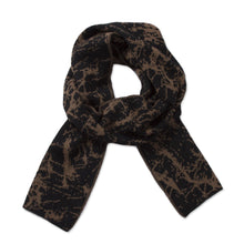 Load image into Gallery viewer, Reversible Variegated Brown and Black Alpaca Blend Scarf - Marbled Beauty | NOVICA