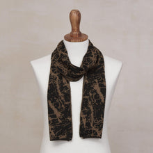 Load image into Gallery viewer, Reversible Variegated Brown and Black Alpaca Blend Scarf - Marbled Beauty | NOVICA