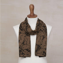 Load image into Gallery viewer, Reversible Variegated Brown and Black Alpaca Blend Scarf - Marbled Beauty | NOVICA