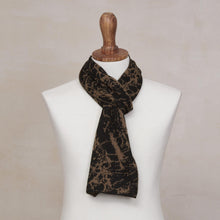 Load image into Gallery viewer, Reversible Variegated Brown and Black Alpaca Blend Scarf - Marbled Beauty | NOVICA