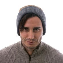 Load image into Gallery viewer, Men's Reversible Grey and Brown Alpaca Blend Hat from Peru - The Bells of Huancayo | NOVICA