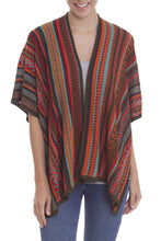 Load image into Gallery viewer, Multi-Color Striped Knit Layering Ruana - Desert Strata | NOVICA