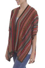 Load image into Gallery viewer, Multi-Color Striped Knit Layering Ruana - Desert Strata | NOVICA