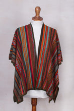 Load image into Gallery viewer, Multi-Color Striped Knit Layering Ruana - Desert Strata | NOVICA