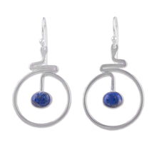 Load image into Gallery viewer, Round Lapis Lazuli Dangle Earrings from Peru - Swirling Moons | NOVICA