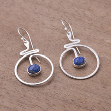 Load image into Gallery viewer, Round Lapis Lazuli Dangle Earrings from Peru - Swirling Moons | NOVICA