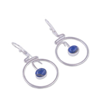Load image into Gallery viewer, Round Lapis Lazuli Dangle Earrings from Peru - Swirling Moons | NOVICA