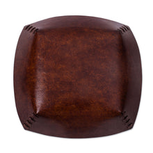 Load image into Gallery viewer, Handcrafted Tooled Leather Inca Wave Motif Catchall - Inca Seacoast | NOVICA