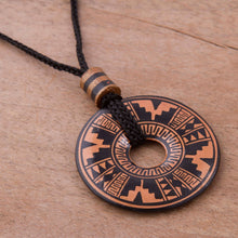 Load image into Gallery viewer, Peruvian Ceramic Pendant Necklace in Black and Copper Colors - Copper Queen | NOVICA