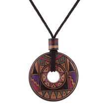 Load image into Gallery viewer, Peruvian Handmade Ceramic Pendant Necklace in Jewel Tones - Sun Princess | NOVICA