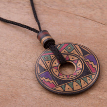 Load image into Gallery viewer, Peruvian Handmade Ceramic Pendant Necklace in Jewel Tones - Sun Princess | NOVICA
