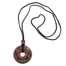 Load image into Gallery viewer, Peruvian Handmade Ceramic Pendant Necklace in Jewel Tones - Sun Princess | NOVICA