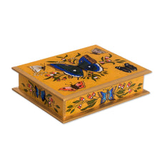 Load image into Gallery viewer, Reverse Painted Glass on Wood Jewelry Box with Butterflies - Butterfly Court | NOVICA