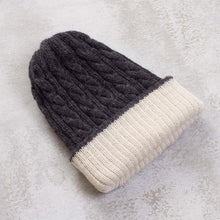 Load image into Gallery viewer, 100% Alpaca White and Grey Reversible Knit Hat from Peru - Warm and Contented | NOVICA