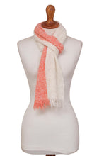 Load image into Gallery viewer, Peach and Cream Color-Blocked Alpaca Blend Boucle Scarf - Creamsicle | NOVICA