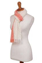 Load image into Gallery viewer, Peach and Cream Color-Blocked Alpaca Blend Boucle Scarf - Creamsicle | NOVICA