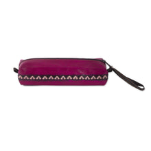 Load image into Gallery viewer, Magenta Leather Pencil Case with Hand Painted Flower - Cusco Bloom | NOVICA