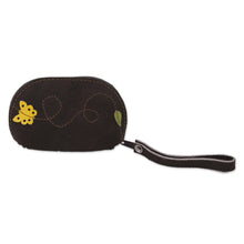 Load image into Gallery viewer, Black Suede Leather Coin Purse, Yellow Butterfly Appliqué - Butterfly Flight | NOVICA