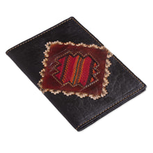 Load image into Gallery viewer, Dark Brown Leather Passport Cover with Incan Cross Design - Inca Traveler | NOVICA