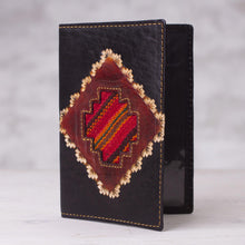 Load image into Gallery viewer, Dark Brown Leather Passport Cover with Incan Cross Design - Inca Traveler | NOVICA