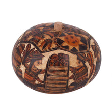 Load image into Gallery viewer, Hand Carved Andean Traditional Village Gourd Decorative Box - Honoring Tradition | NOVICA