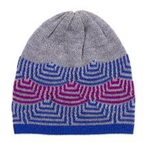 Load image into Gallery viewer, Reversible 100% Alpaca Hat in Royal Blue from Peru - Quechua Style | NOVICA