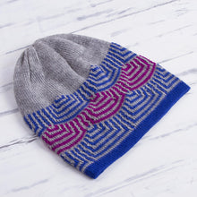 Load image into Gallery viewer, Reversible 100% Alpaca Hat in Royal Blue from Peru - Quechua Style | NOVICA