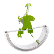 Load image into Gallery viewer, Harlequin Loves Reading Green Aluminum Handcrafted Sculpture - Good Read | NOVICA