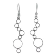 Load image into Gallery viewer, Peruvian Sterling Silver Dangle Earrings with Circle Shapes - Bubble Waterfall | NOVICA