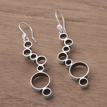 Load image into Gallery viewer, Peruvian Sterling Silver Dangle Earrings with Circle Shapes - Bubble Waterfall | NOVICA