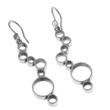 Load image into Gallery viewer, Peruvian Sterling Silver Dangle Earrings with Circle Shapes - Bubble Waterfall | NOVICA